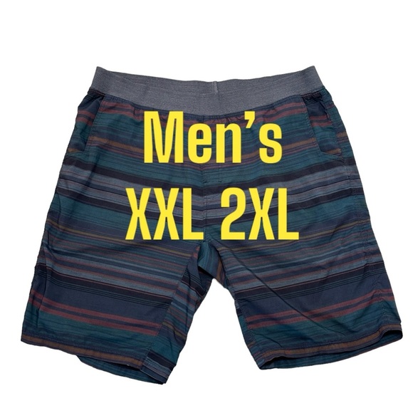 Men's PrAna XXL 2XL Swim Shorts Ground Speed Hybrid Striped Elastic Waist - Picture 2 of 11